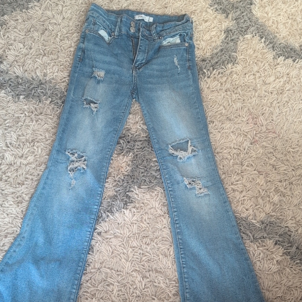 Rue21 Light Blue Distressed Flare Jeans